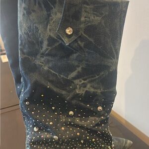 Stylish Black Embellished Women Boots Sz 8.5